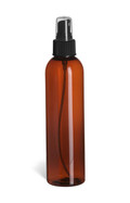 8 oz Amber PET Cosmo Plastic Bottle with Black Atomizer - PAR8AB