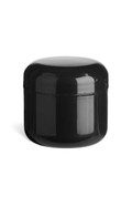 2 oz Double Wall Black Plastic Jar with Dome Lid - DOUB2