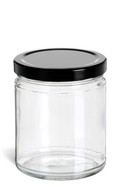 9 oz Clear Straight Sided Glass Jar with Black Metal Lid - SS9TLB