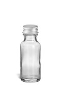 1/2 oz Clear Boston Round Glass Bottle with Silver Cap - BRF1/2S