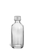 2 oz Clear Boston Round Glass Bottle with Silver Cap - BRF2S