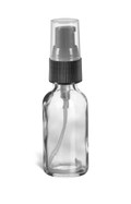1 oz Clear Boston Round Glass Bottle with Black Treatment Pump - BRF1TB