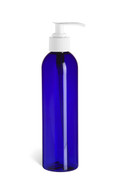 8 oz Blue PET Cosmo Plastic Bottle with White Pump - PBR8PW