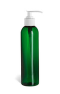 8 oz Green PET Cosmo Plastic Bottle with White Pump - PGR8PW