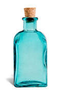 3 oz (100 ml) Blue Taberna Spanish Recycled Glass Bottle with Cork - SGTB3C