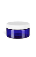 8 oz Blue PET Heavy Wall Plastic Jar with White Flat Lid - PHB8WF