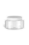 16 oz Clear PET Oval Plastic Jar with White Flat Lid - PJPC16WF