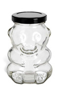 9 oz Bear Glass Jar with Black Lid - BEAR9B