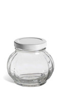 8 oz (225 ml) Faceted Glass Jar with White Lid - FACE8W