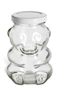 9 oz Bear Glass Jar with White Lid - BEAR9W