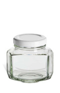 3.75 oz (110 ml) Oval Hexagon Glass Jar with White Lid - OHX3W