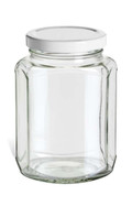 12 oz (375 ml) Oval Hexagon Glass Jar with White Lid - OHX12W