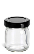 1.5 oz Jam Glass Jar with Black Lid - JAM1B