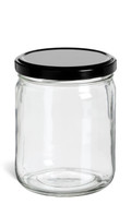 16 oz Clear Straight Sided Glass Jar with Black Lid - SS16TLB