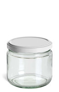 11.5 oz Clear Straight Sided Glass Jar with White Lid - SS11TLW