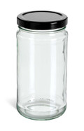 12 oz Clear Tall Glass Jar with Black Lid - TAL12B