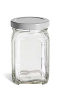 6 oz (190 ml) Victorian Square Glass Jar with White Lid - VIC6W