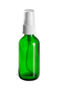2 oz Green Boston Round Glass Bottle with White Atomizer - BRG2AW