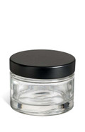 1 oz Heavy Base Clear Glass Jar with Black Lid - HV1BU