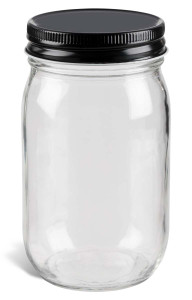 16 oz Eco Mason Glass Jar with Black Lid - ECO16B 16 oz Eco Mason Glass Jar with Black Lid - ECO16B