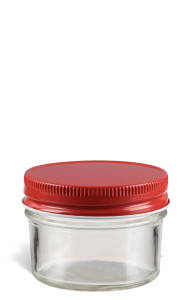 Eco Mason Tapered Glass Jar with Red Lid, 4 oz | Specialty