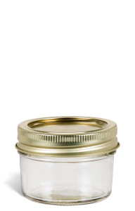 4 oz Eco Mason Tapered Glass Jar with Gold Two-Piece Lid - ECO4G2