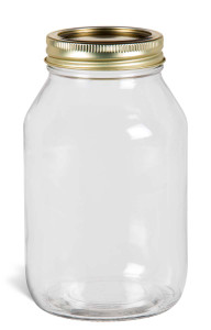 32 oz Eco Mason Glass Jar with Gold Two-Piece Lid - ECO32G2 32 oz Eco Mason Glass Jar with Gold Two-Piece Lid - ECO32G2