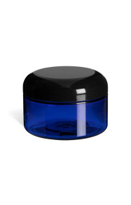 4 oz Blue PET Heavy Wall Plastic Jar with Black Dome Lid - PHB4BD