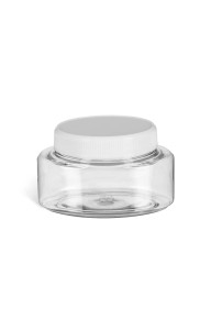 4 oz Clear PET Oval Plastic Jar with White Flat Lid - PJPC4WF