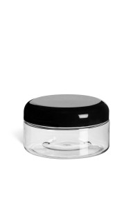 8 oz Clear PET Heavy Wall Plastic Jar with Black Dome Lid - PHC8BD 8 oz Clear PET Heavy Wall Plastic Jar with Black Dome Lid - PHC8BD