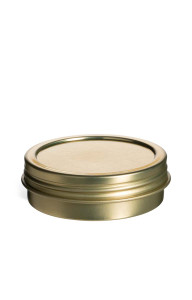 1 oz Gold Flat Tin Container with Screw-Top Cover - TGSC1