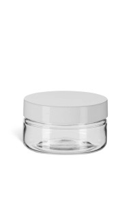 2 oz Clear PET Heavy Wall Plastic Jar with Smooth White Lid - PHC2SW