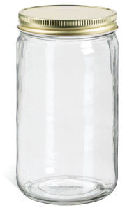 32 oz Clear Straight Sided Mason Jar with Gold Lid - EWM32MG