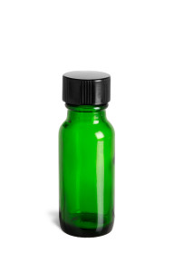 1/2 oz Green Boston Round Glass Bottle with Polyseal Cap - BRG1/2PY
