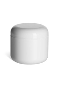 4 oz Double Wall White Plastic Jar with Dome Lid - DOUJ4