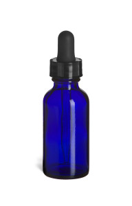 1 oz Cobalt Blue Boston Round Glass Bottle with Dropper - BRB1D
