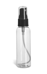 2 oz Clear PET Cosmo Plastic Bottle with Black Atomizer - PCR2AB