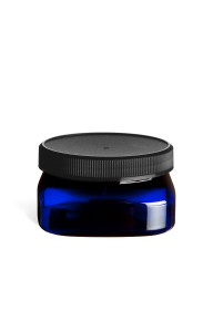 4 oz Blue PET Square Plastic Jar with Black Lid - PSQB4 4 oz Blue PET Square Plastic Jar with Black Lid - PSQB4