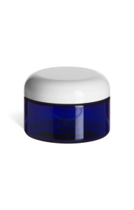 4 oz Blue PET Heavy Wall Plastic Jar with White Dome Lid - PHB4WD