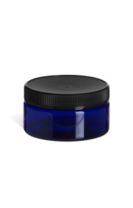 8 oz Blue PET Heavy Wall Plastic Jar with Black Lid - PHB8 8 oz Blue PET Heavy Wall Plastic Jar with Black Lid - PHB8