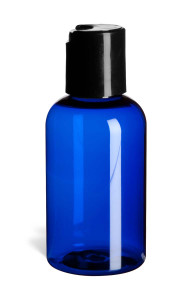 2 oz Blue PET Boston Round Plastic Bottle with Black Disc Cap - PXB2DB 2 oz Blue PET Boston Round Plastic Bottle with Black Disc Cap - PXB2DB