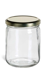 16 oz Clear Straight Sided Glass Jar with Gold Lid - SS16TL 16 oz Clear Straight Sided Glass Jar with Gold Lid - SS16TL