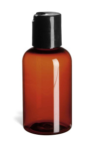 2 oz Amber PET Boston Round Plastic Bottle with Black Disc Cap - PXA2DB 2 oz Amber PET Boston Round Plastic Bottle with Black Disc Cap - PXA2DB