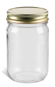 12 oz Eco Mason Glass Jar with Gold Lid - ECO12G 12 oz Eco Mason Glass Jar with Gold Lid - ECO12G