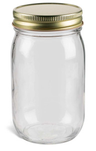 16 oz Eco Mason Glass Jar with Gold Lid - ECO16G 16 oz Eco Mason Glass Jar with Gold Lid - ECO16G