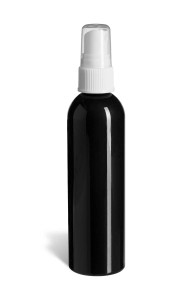 4 oz Black PET Cosmo Plastic Bottle with White Atomizer - PKR4AW