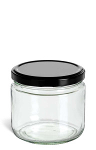 11.5 oz Clear Straight Sided Glass Jar with Black Lid - SS11TLB 11.5 oz Clear Straight Sided Glass Jar with Black Lid - SS11TLB