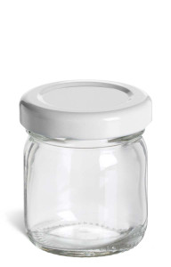 1.5 oz Jam Glass Jar with White Lid - JAM1W