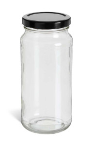 16 oz Clear Tall Glass Jar with Black Lid - TAL16B