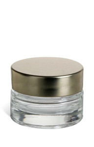 1/4 oz Heavy Base Clear Glass Jar with Gold Lid - HV1/4GU 1/4 oz Heavy Base Clear Glass Jar with Gold Lid - HV1/4GU
